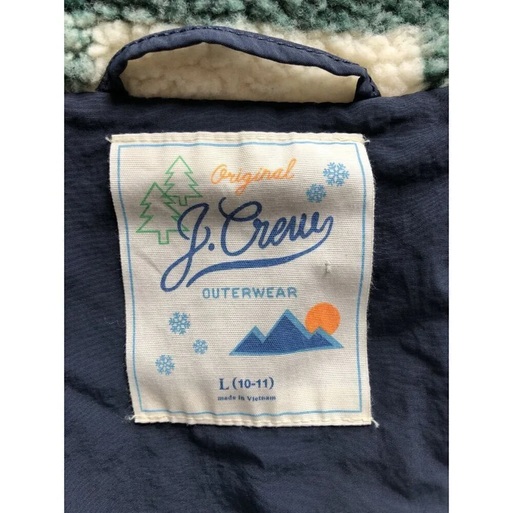 J.Crew Kids Zip-up Sherpa Jacket Boys Large Outdoor Outerwear Cabin Warm Cozy